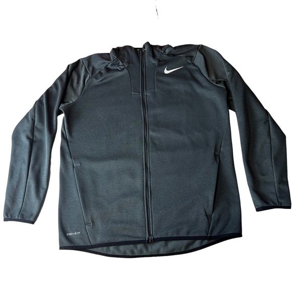 Nike Golf Dri-Fit Mens Full Zip Hoodie Sweatshirt Dark Grey Size Large L - Picture 1 of 9